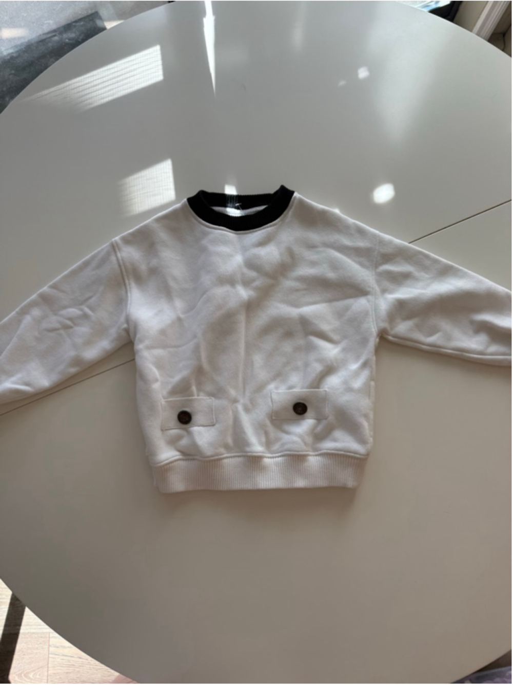 Zara Kids Cream Fleece-Lined Sweatshirt | Size 6–7